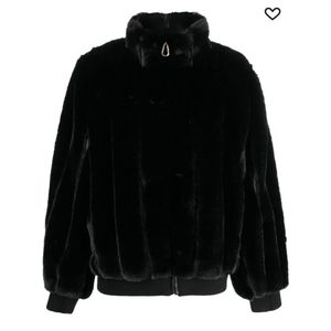 SANDRO Babel Faux Fur Jacket Black Size 6 NWT